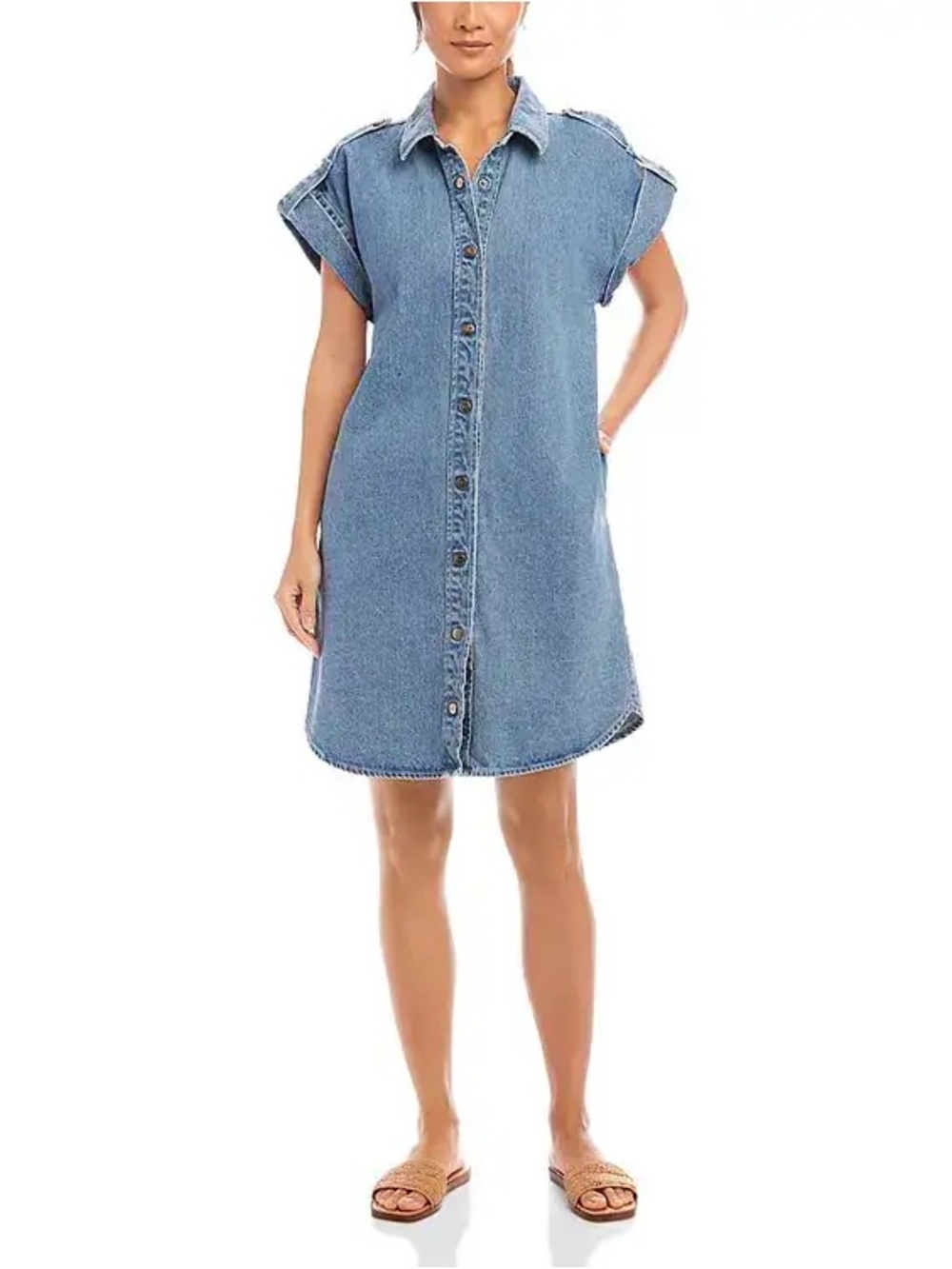 Karen Kane Cap Sleeve Denim Mini Dress Size Medium